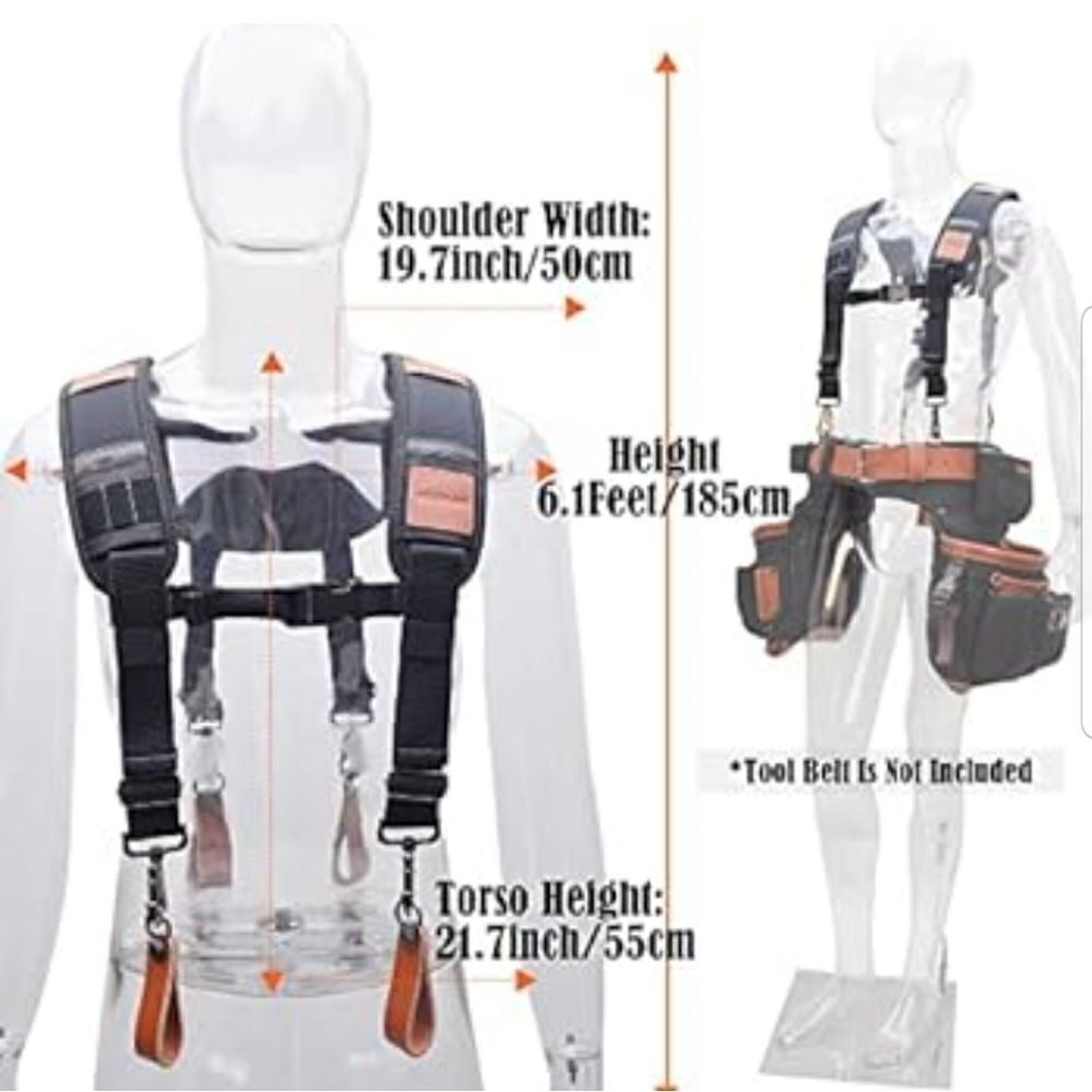 WELKINLAND  Heavy Duty Suspenders Black Harness Carpentry